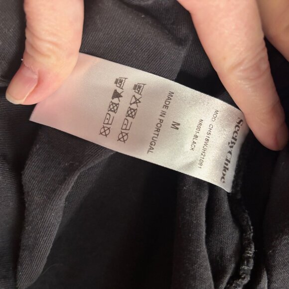 See by Chloe Black Ruffle Cropped T-Shirt Oversized Size M - Picture 4 of 4